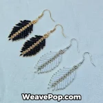 black and white angel feather seed bead earrings set e006