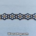 Close-up of MIYUKI seed bead floral units on bracelet B064