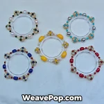 Wide woven beaded cuff bracelet kit B065 shown in five color options