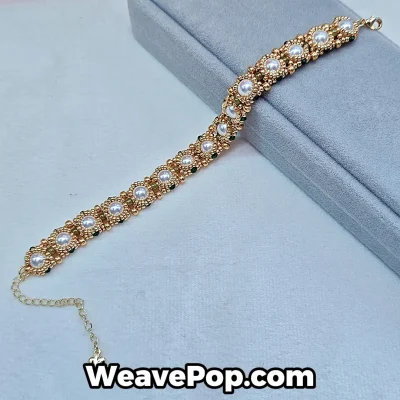 Gold pearl beaded bracelet kit flat lay B066