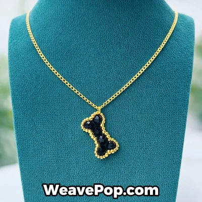 beaded bone pendant necklace kit N003 displayed on jewelry bust