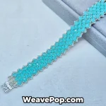 wide woven bead bracelet kit B067 blue color flat lay