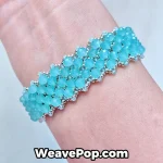 blue wide bead bracelet worn on wrist – advanced bead bracelet kit B067
