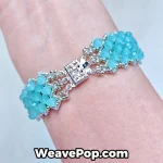 textured blue woven bead bracelet on wrist – B067 bead bracelet kit