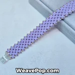 wide woven bead bracelet kit B067 purple color flat lay