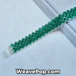 wide woven bead bracelet kit B067 green color flat lay