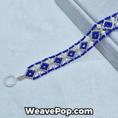 Blue diamond bead bracelet kit with crystal pearls – B069