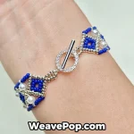 Structured blue diamond bracelet close up – DIY bead bracelet kit