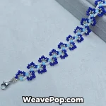 Blue floral bead bracelet kit with faceted beads – B070