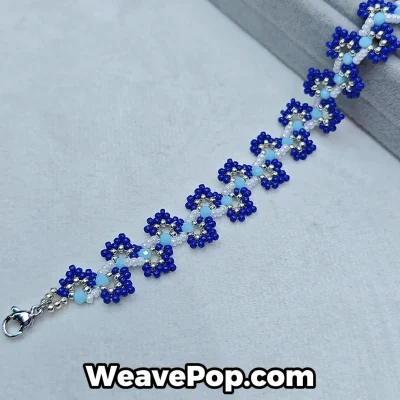 Blue floral bead bracelet kit with faceted beads – B070