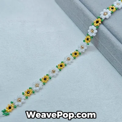 Daisy bead bracelet kit – yellow flower design – B071