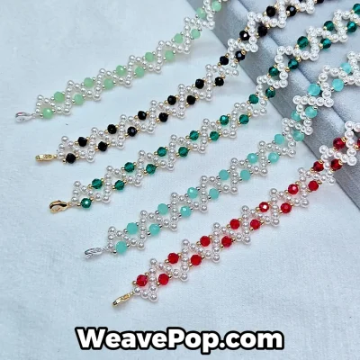 Cross pearl bead bracelet kit – 5 color options – B072