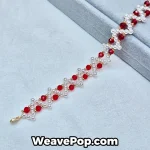 Flat bead pearl bracelet kit in red – B072