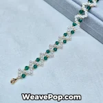 Flat bead pearl bracelet kit in dark green – B072