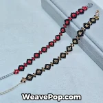 Diamond pattern bead bracelet kit in red and golden – B073