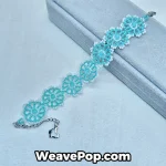 blue seed bead flower bracelet