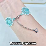 handmade blue flower bead bracelet