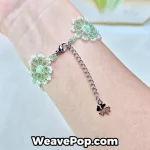 handmade green flower bead bracelet