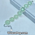green seed bead flower bracelet
