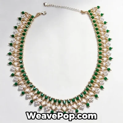 beaded necklace made with crystal pearls and bicone beads