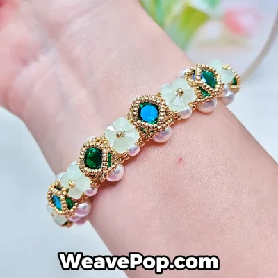 elegant pearl cubic zirconia beaded bracelet