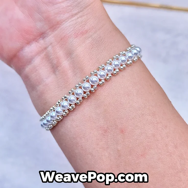 crystal pearl woven seed bead bracelet design idea