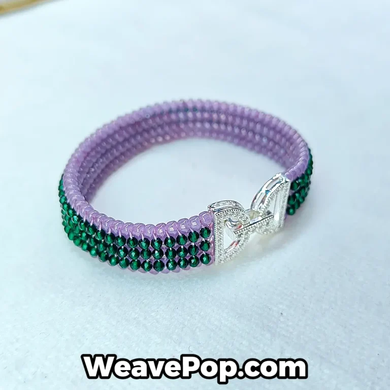 emerald stripe woven beaded bracelet design idea