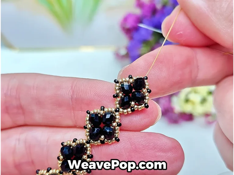 flower bead bracelet tutorial step 14 repeating the steps to extend the bracelet to the desired length