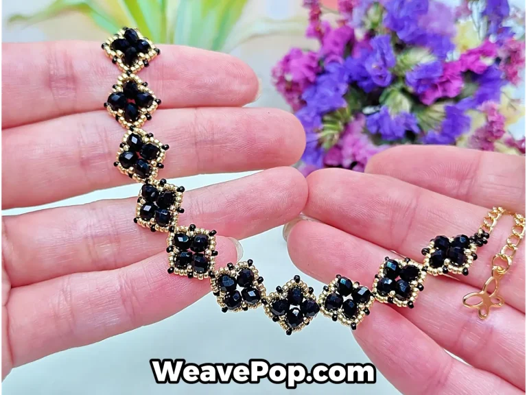 flower bead bracelet finished handmade bracelet final result completed design
