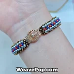 Metallic bronze beaded bracelet B076 worn for a sophisticated style