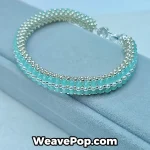 Lake blue bead bracelet kit B076 featuring Miyuki seed beads and crystal pearls