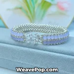 Purple Miyuki bead bracelet kit B076 with lavender crystal pearls flat lay