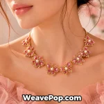 Elegant woman wearing magnificent handcrafted gold statement butterfly necklace choker from WeavePop