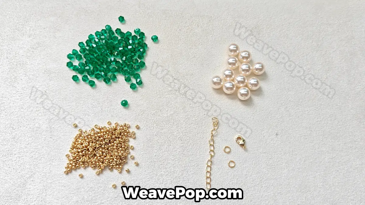 Step 1 of this seed bead necklace beading pattern - Materials layout