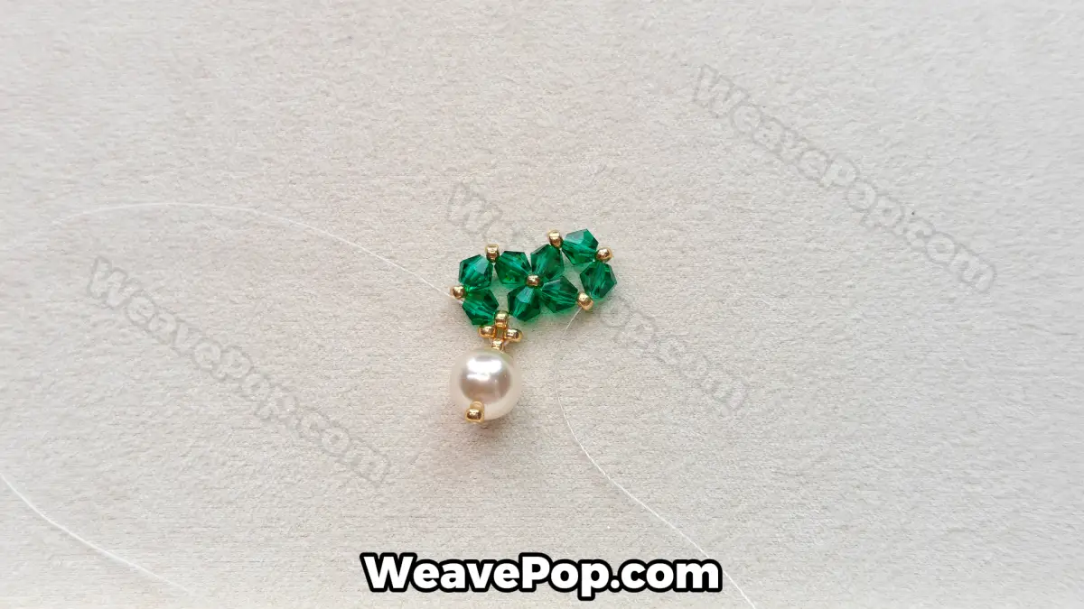 Step 15 of this seed bead necklace beading pattern - Connecting the second square