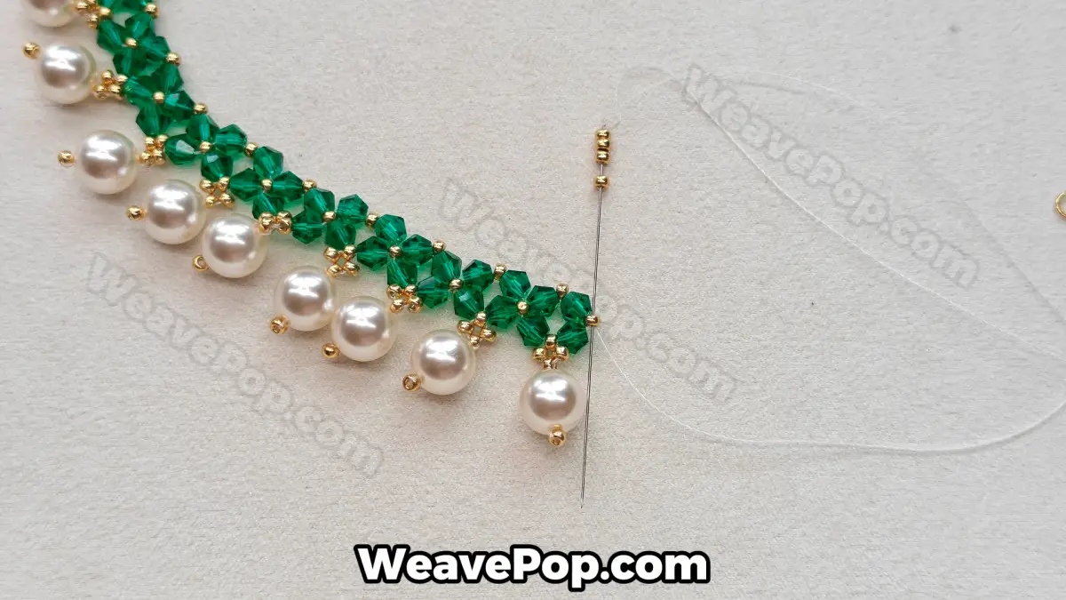 Step 23 of this seed bead necklace beading pattern - Adding end connector