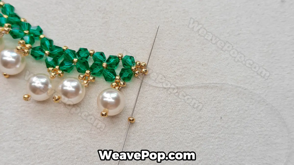 Step 26 of this seed bead necklace beading pattern - Transitioning to chain