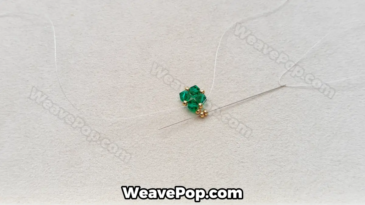 Step 7 of this seed bead necklace beading pattern - Reinforcing beads