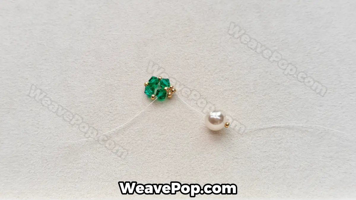 Step 9 of this seed bead necklace beading pattern - Adding the pearl