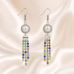 Earring Making Kit E011 – Silver finish crystal pearl CZ tassel earrings on display
